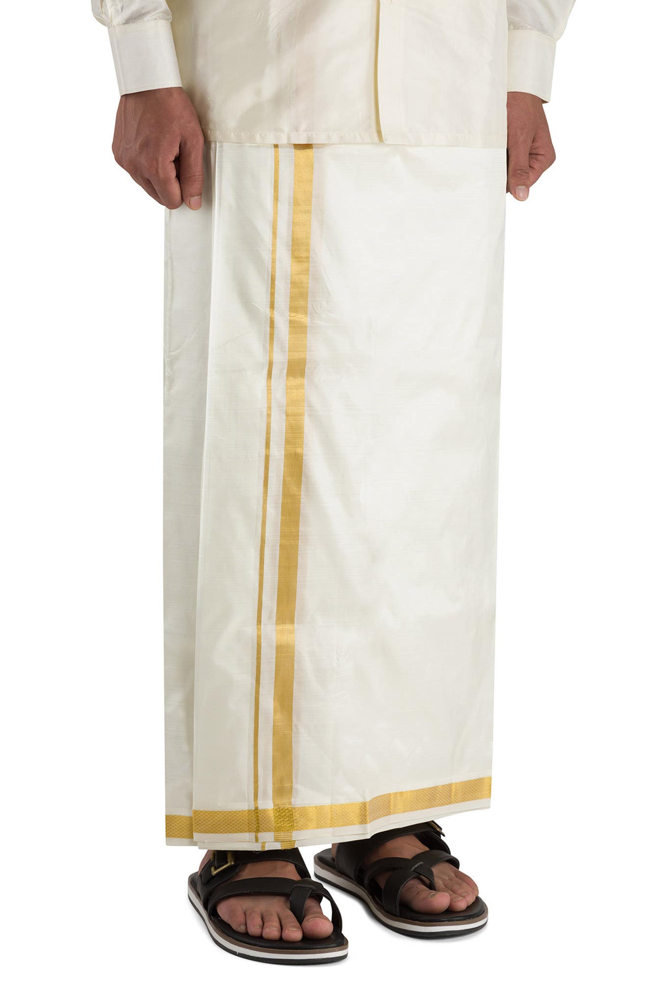 Cream Silk Dhoti 8 Muzham Dhoti