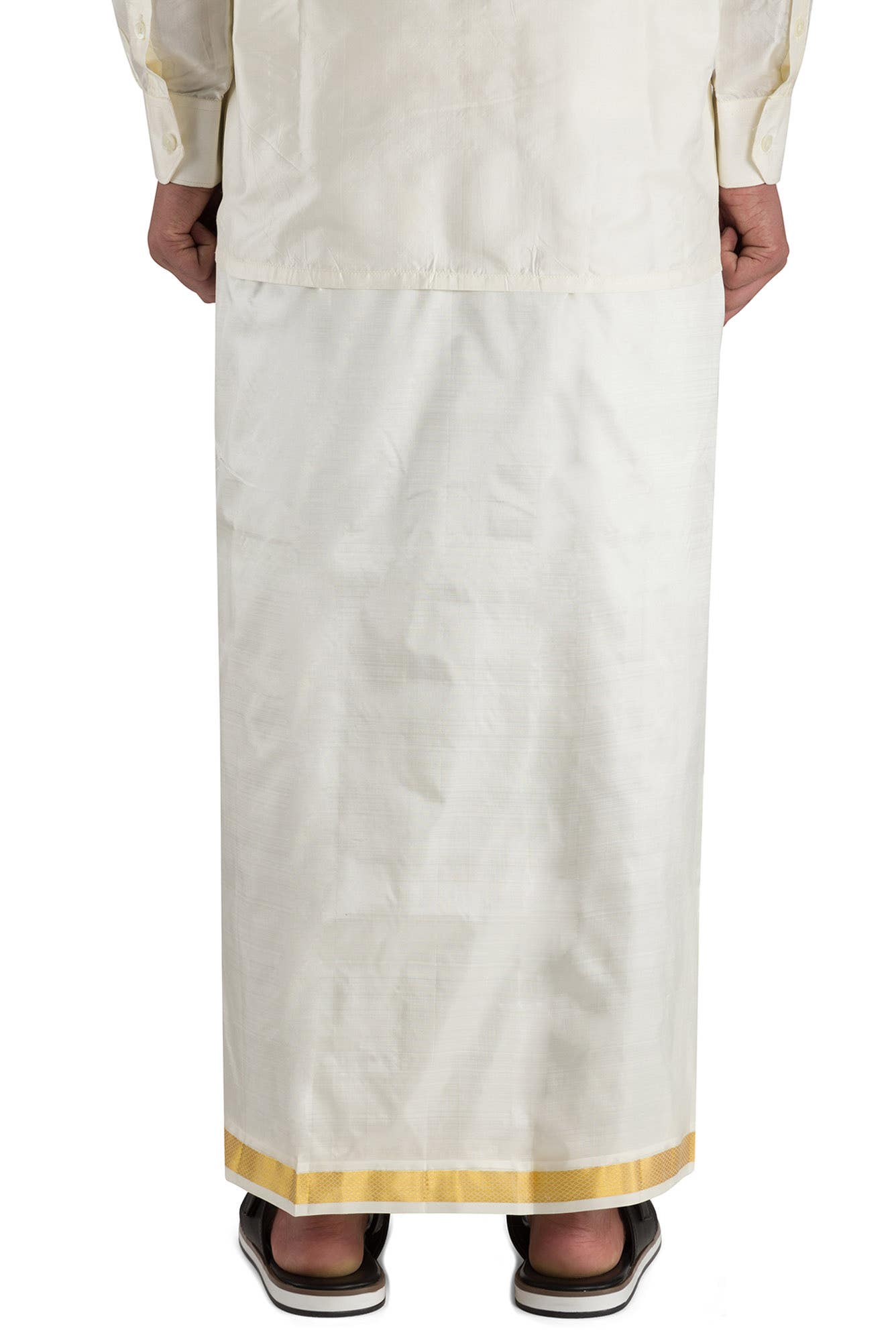 Cream Silk Dhoti 8 Muzham Dhoti