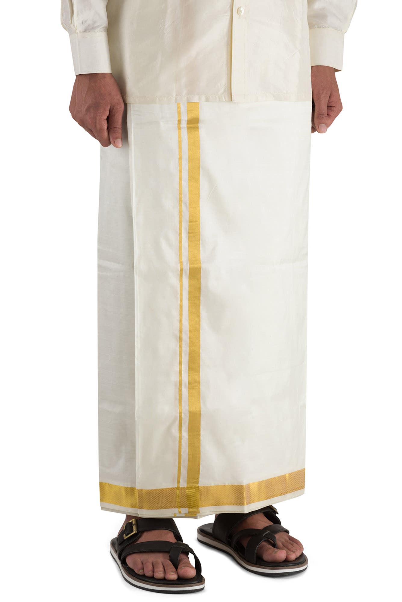 Cream Silk Dhoti 8 Muzham Dhoti