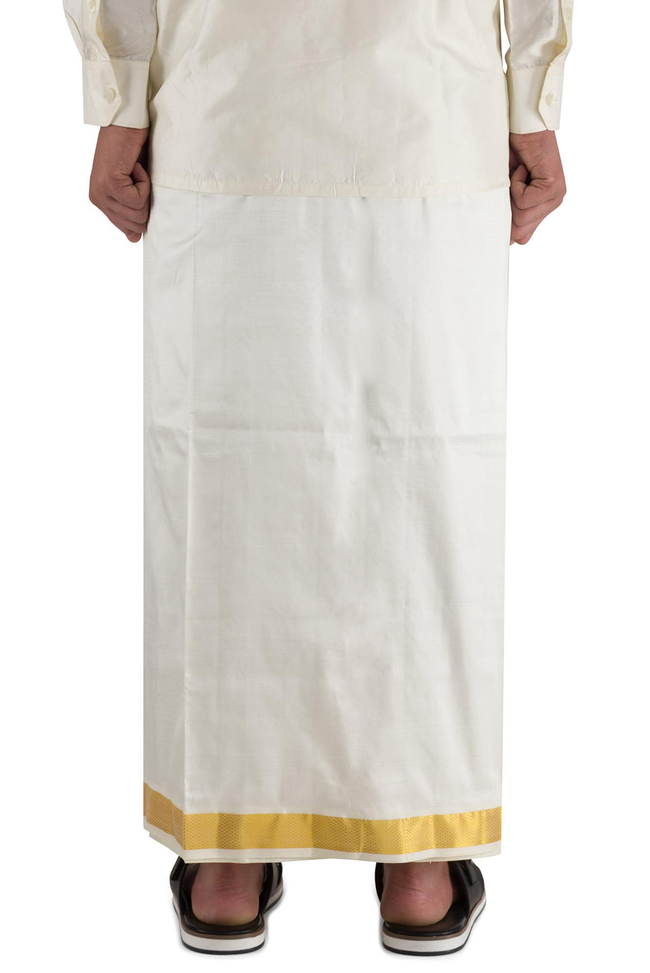 Cream Silk Dhoti 8 Muzham Dhoti