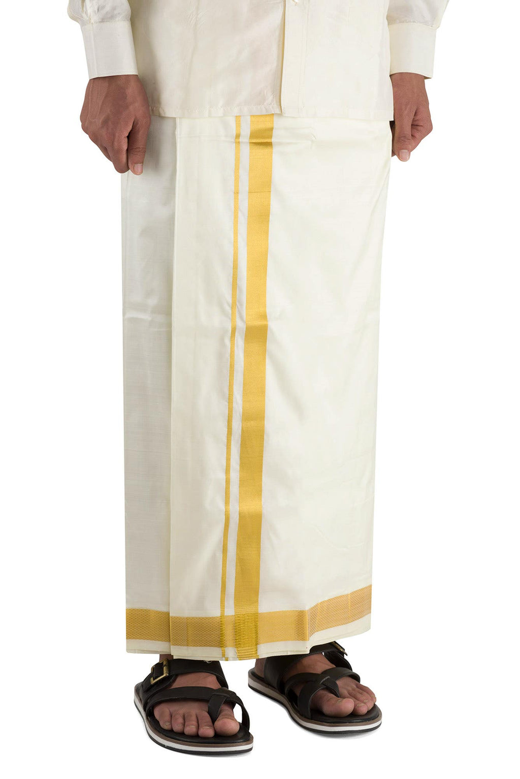 Cream Silk Dhoti 8 Muzham Dhoti