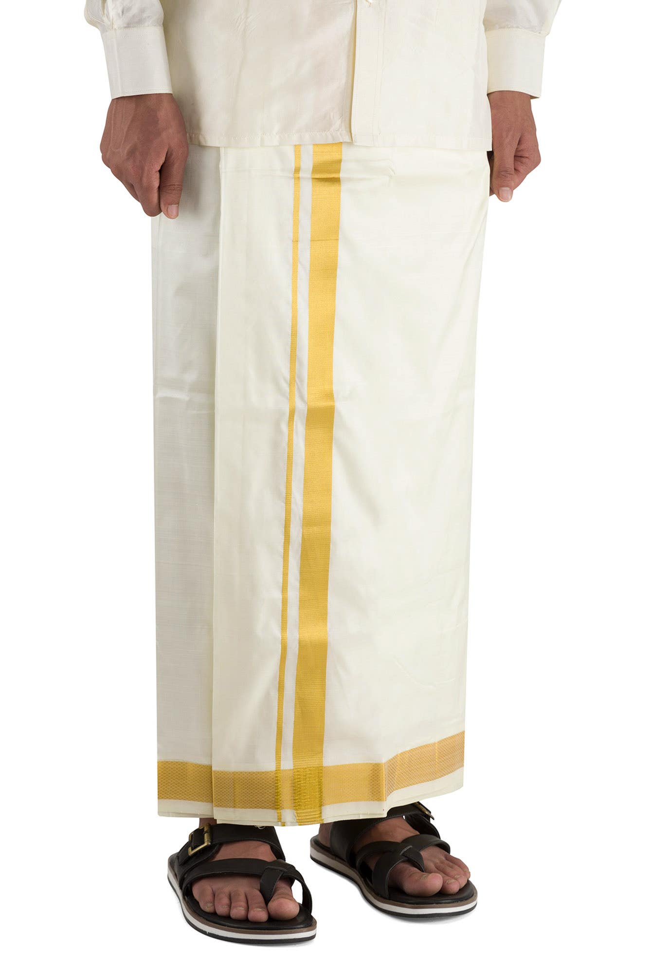 Cream Silk Dhoti 8 Muzham Dhoti