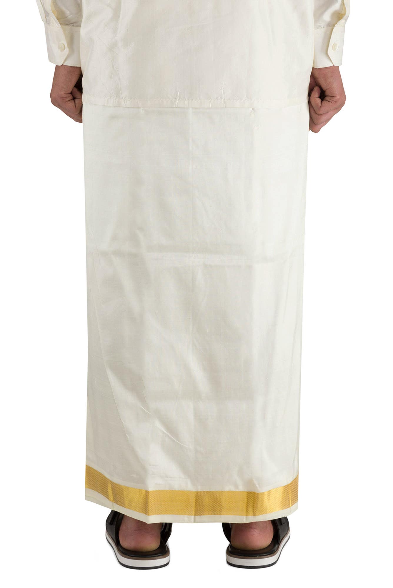 Cream Silk Dhoti 8 Muzham Dhoti