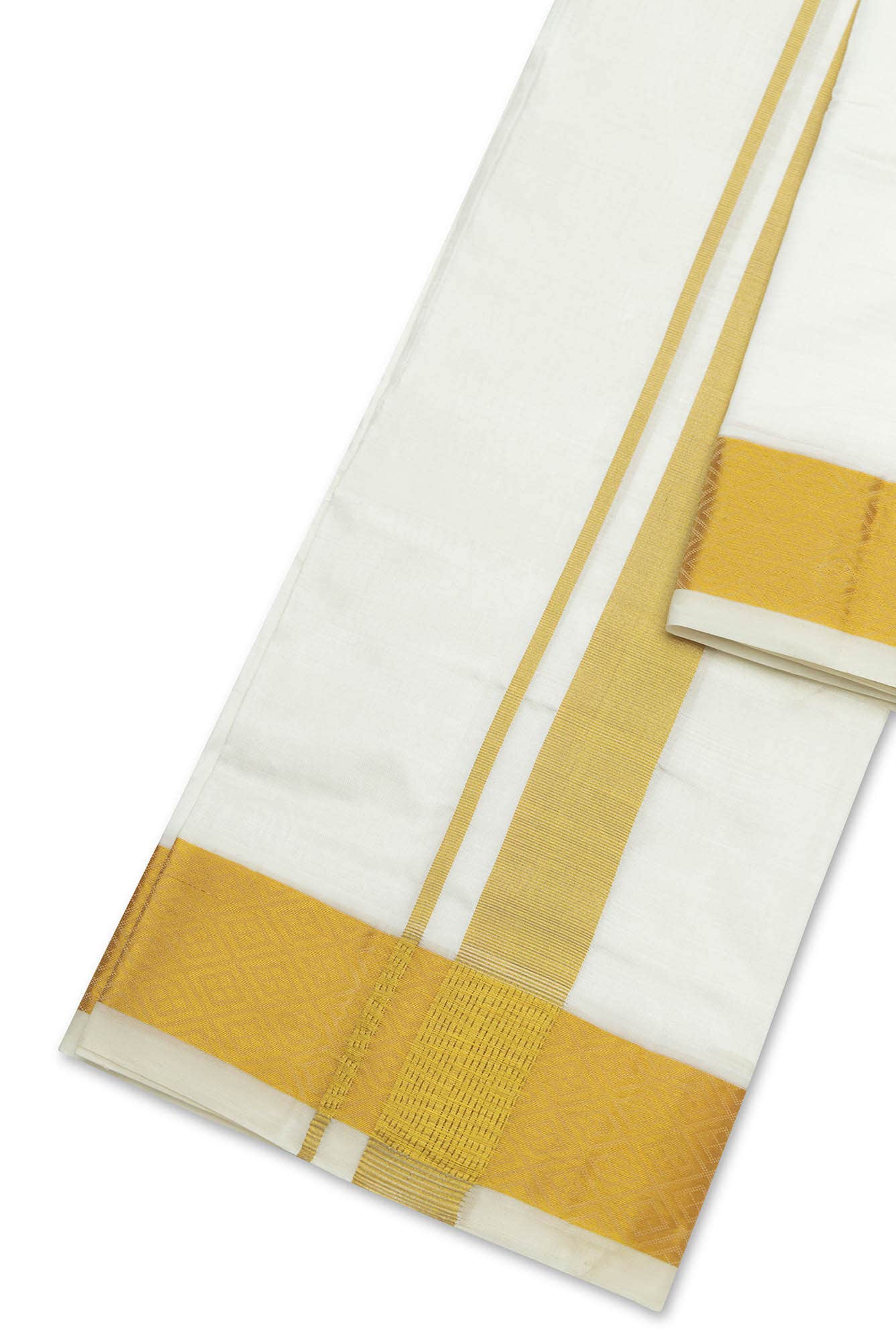 Cream Silk Dhoti 8 Muzham Dhoti