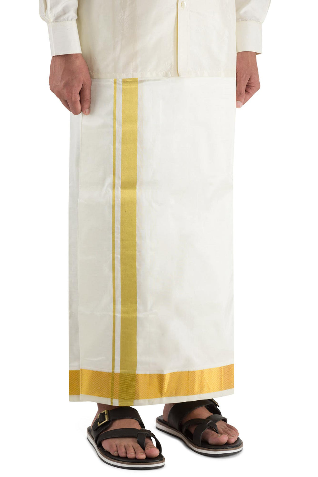 Cream Silk Dhoti 8 Muzham Dhoti