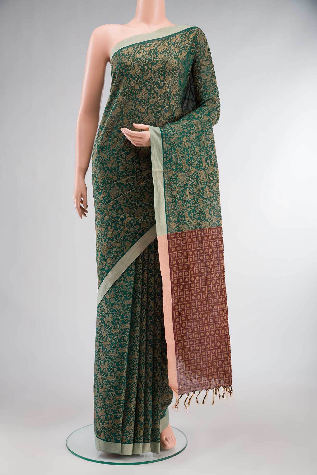 Green Chettinad Cotton Saree