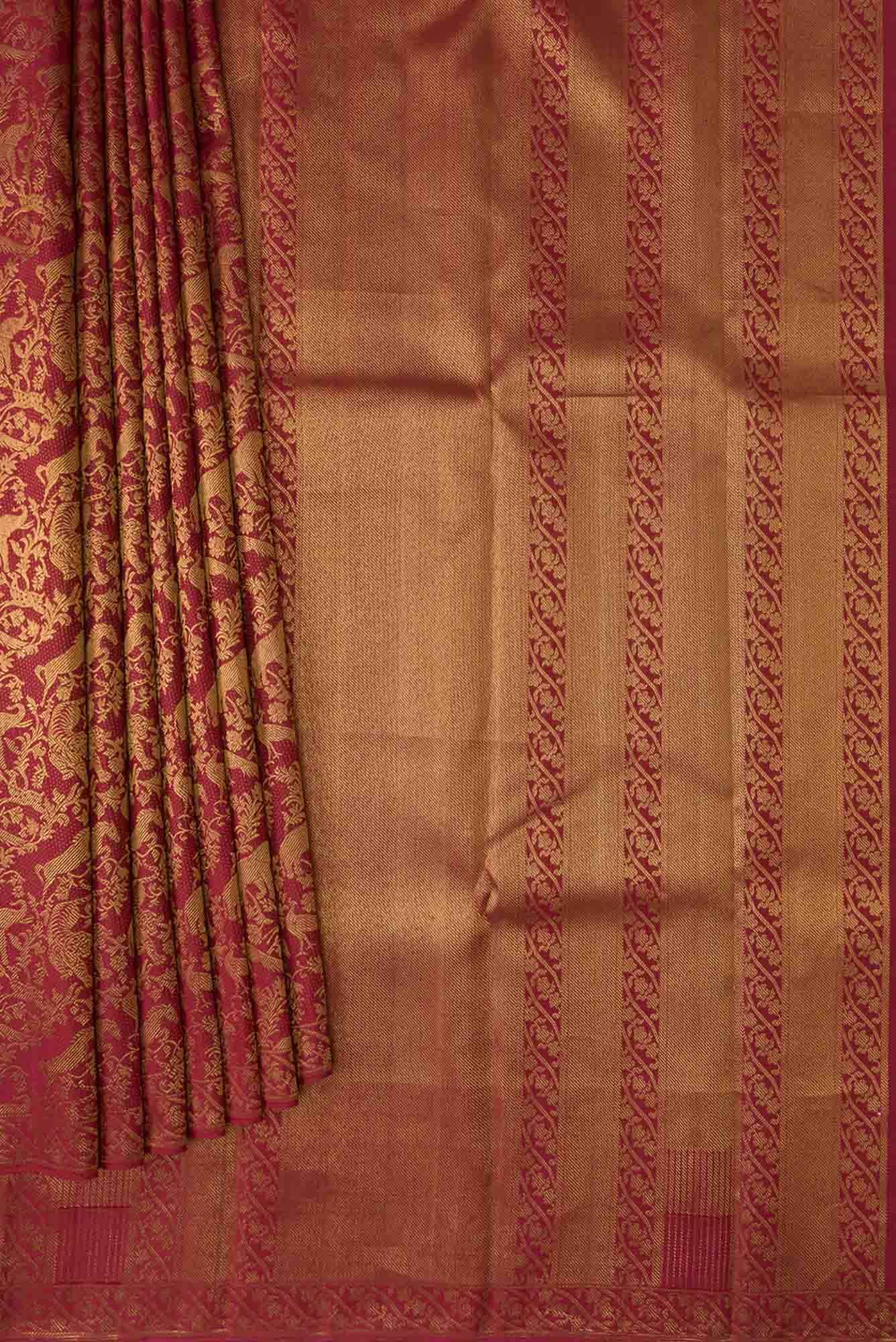 Vanasingaaram-Maroon Kanchipuram Silk Saree