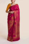 Gandaberunda-Red Kanchipuram Silk Saree