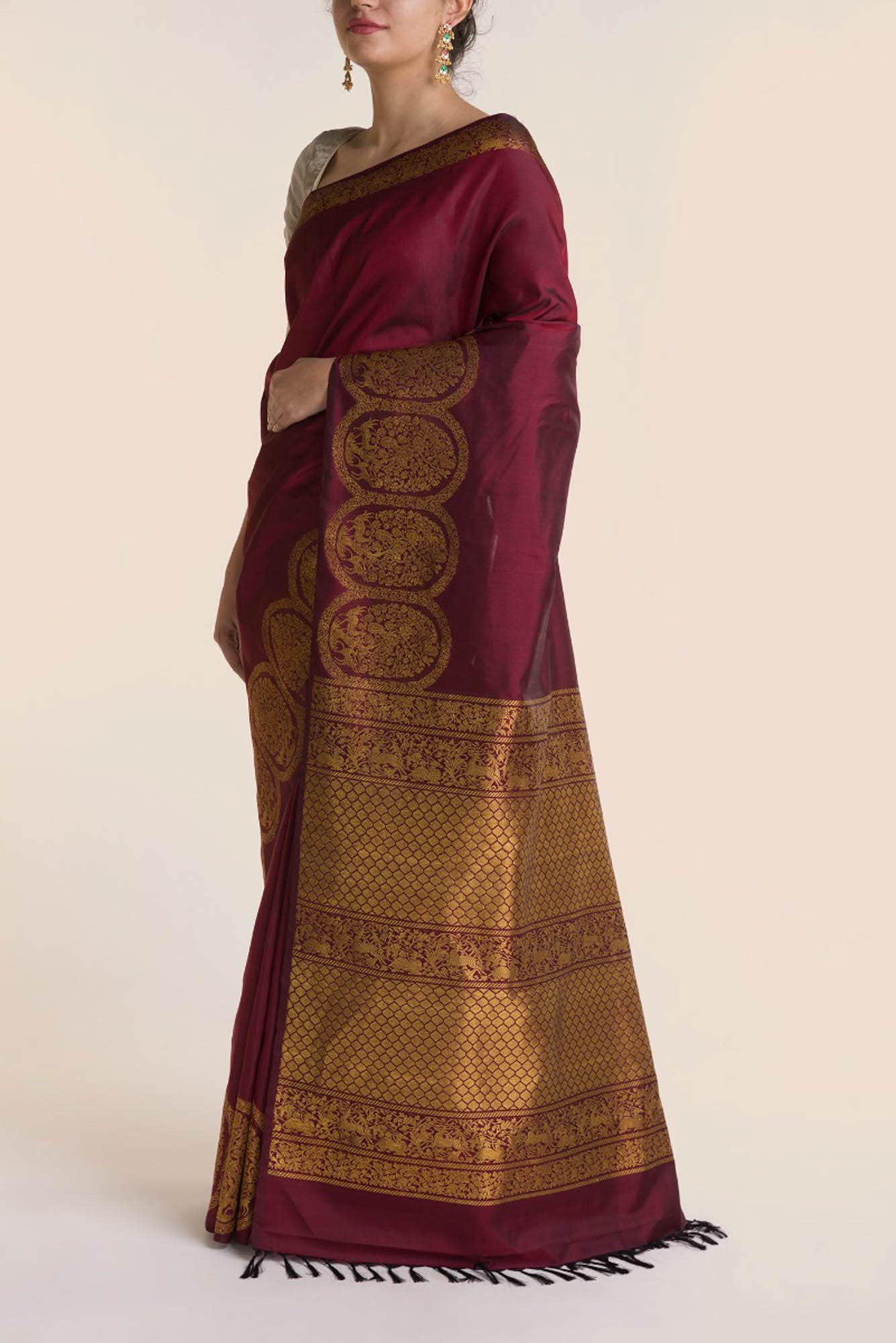Shringar-Maroon Kanchipuram Silk Saree