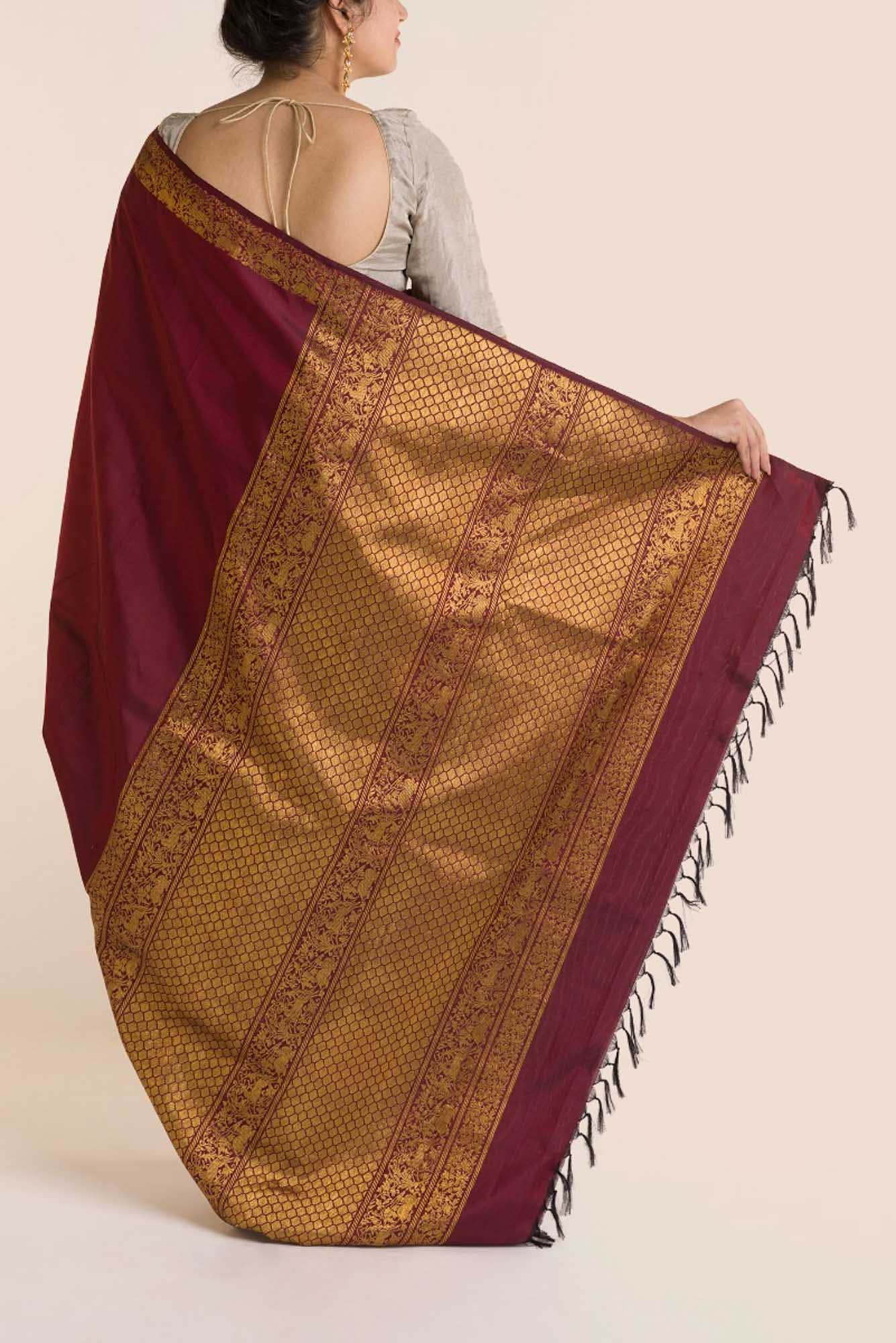 Shringar-Maroon Kanchipuram Silk Saree