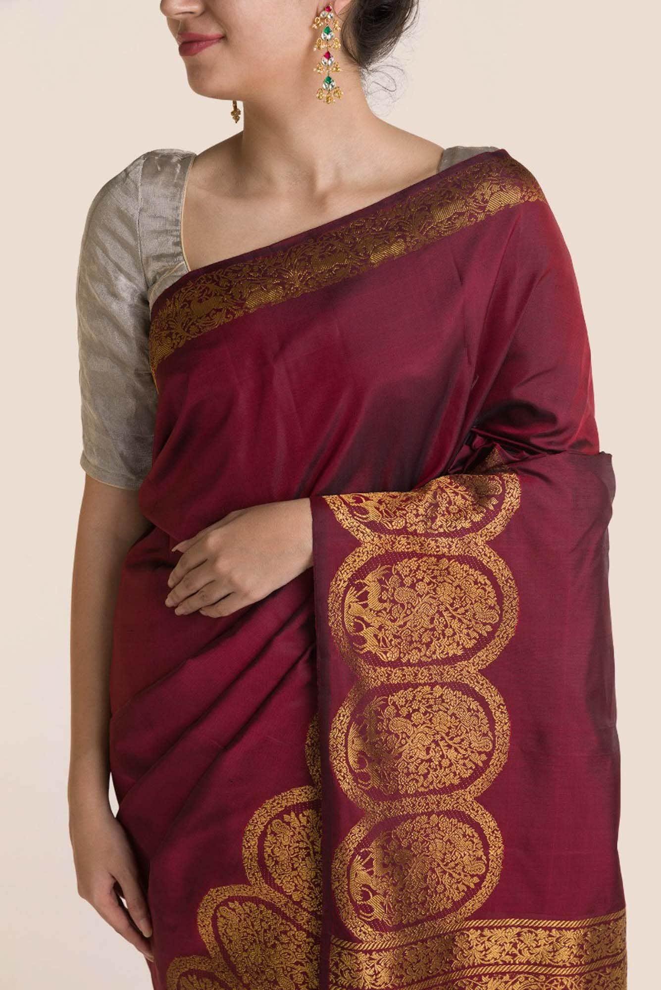 Shringar-Maroon Kanchipuram Silk Saree