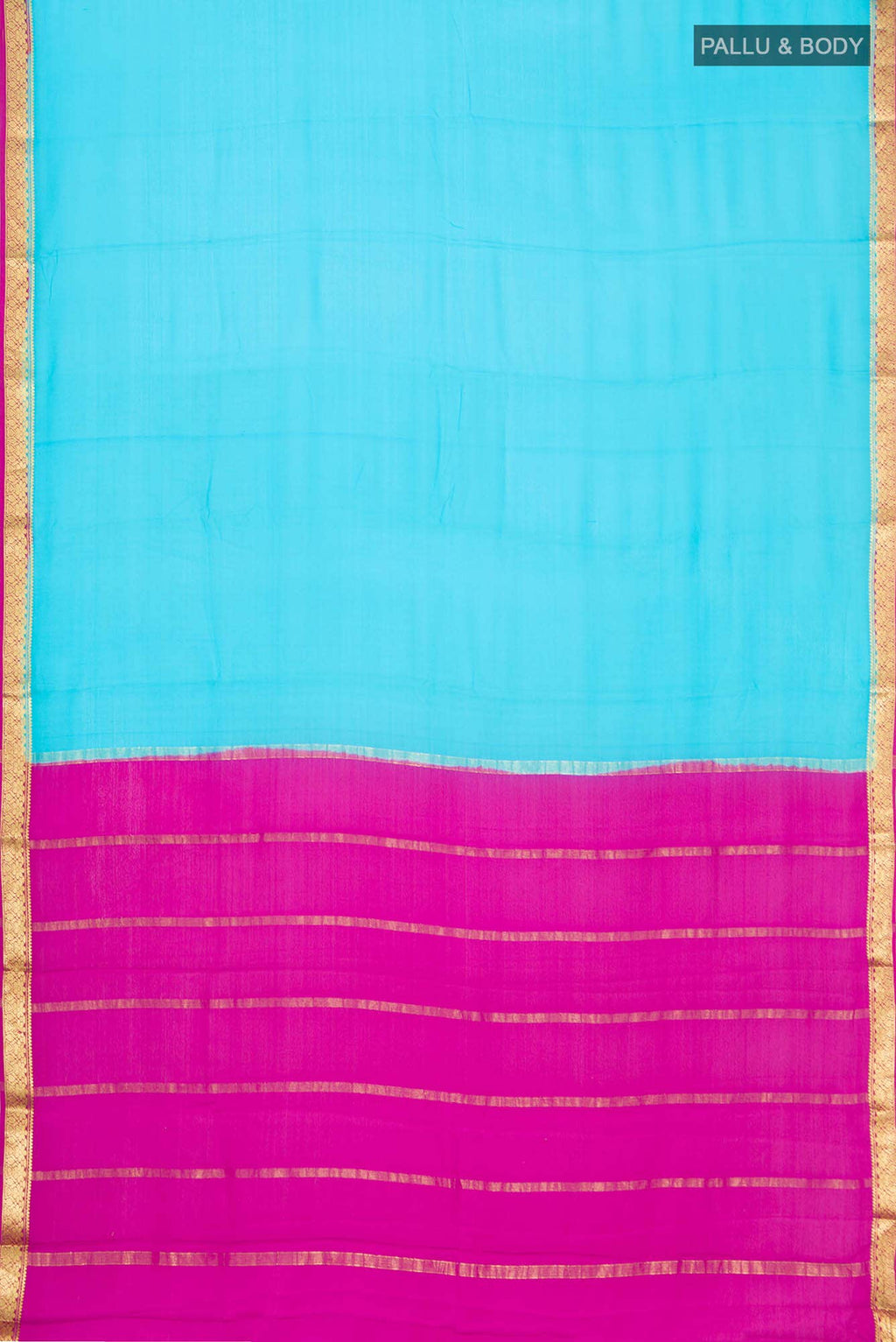 Blue Mysore Crepe Saree