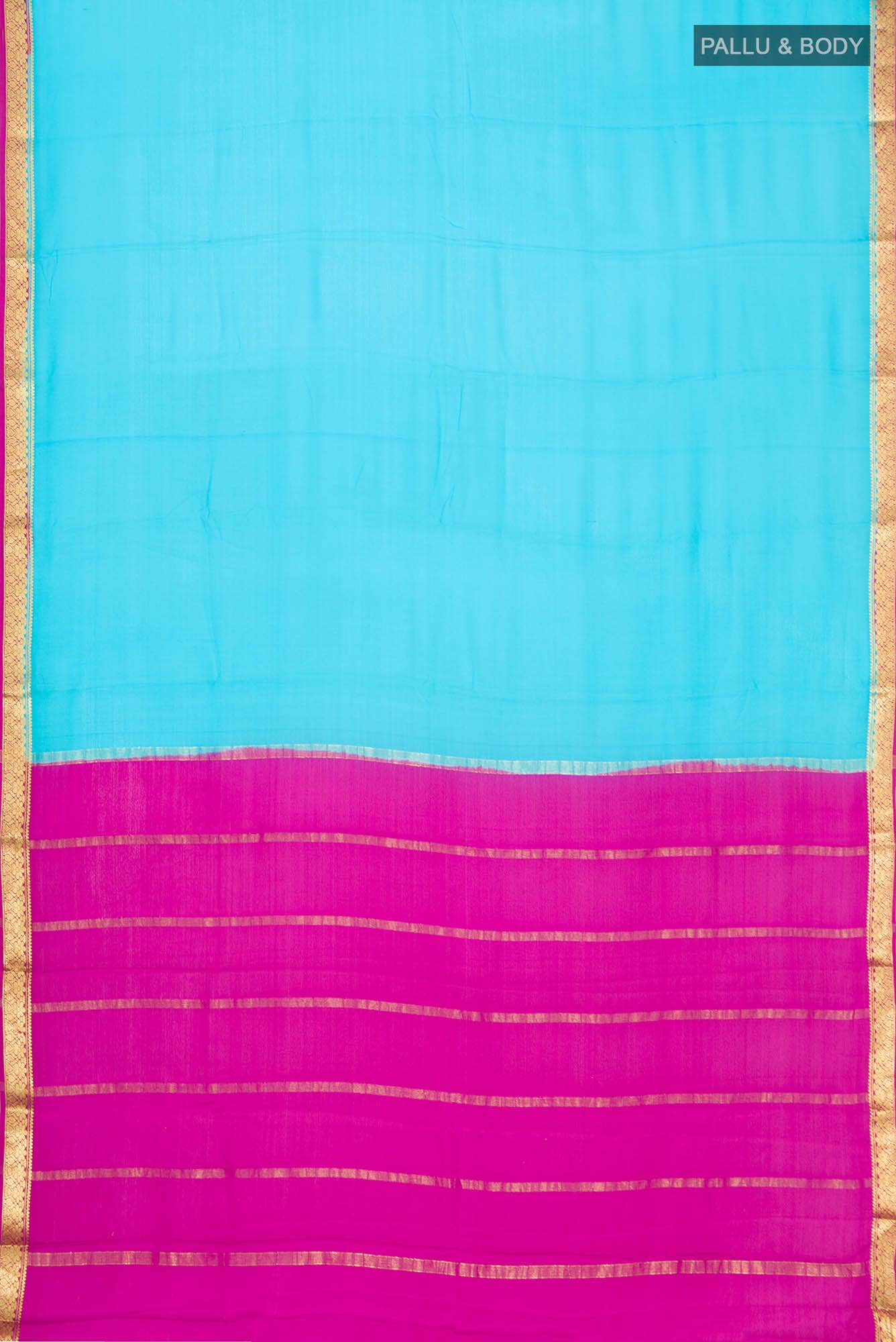 Blue Mysore Crepe Saree