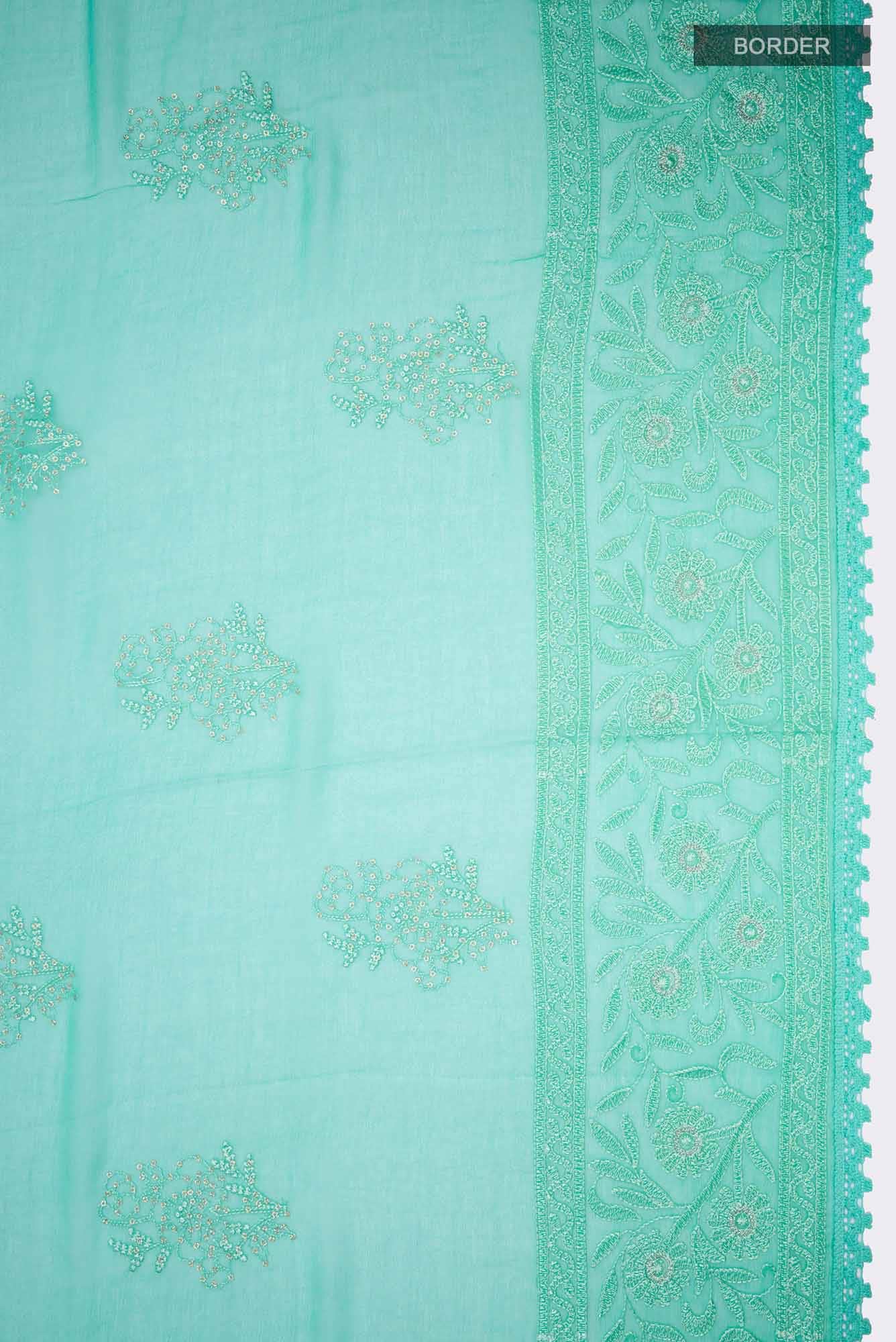 Green Blended Chiffon Saree