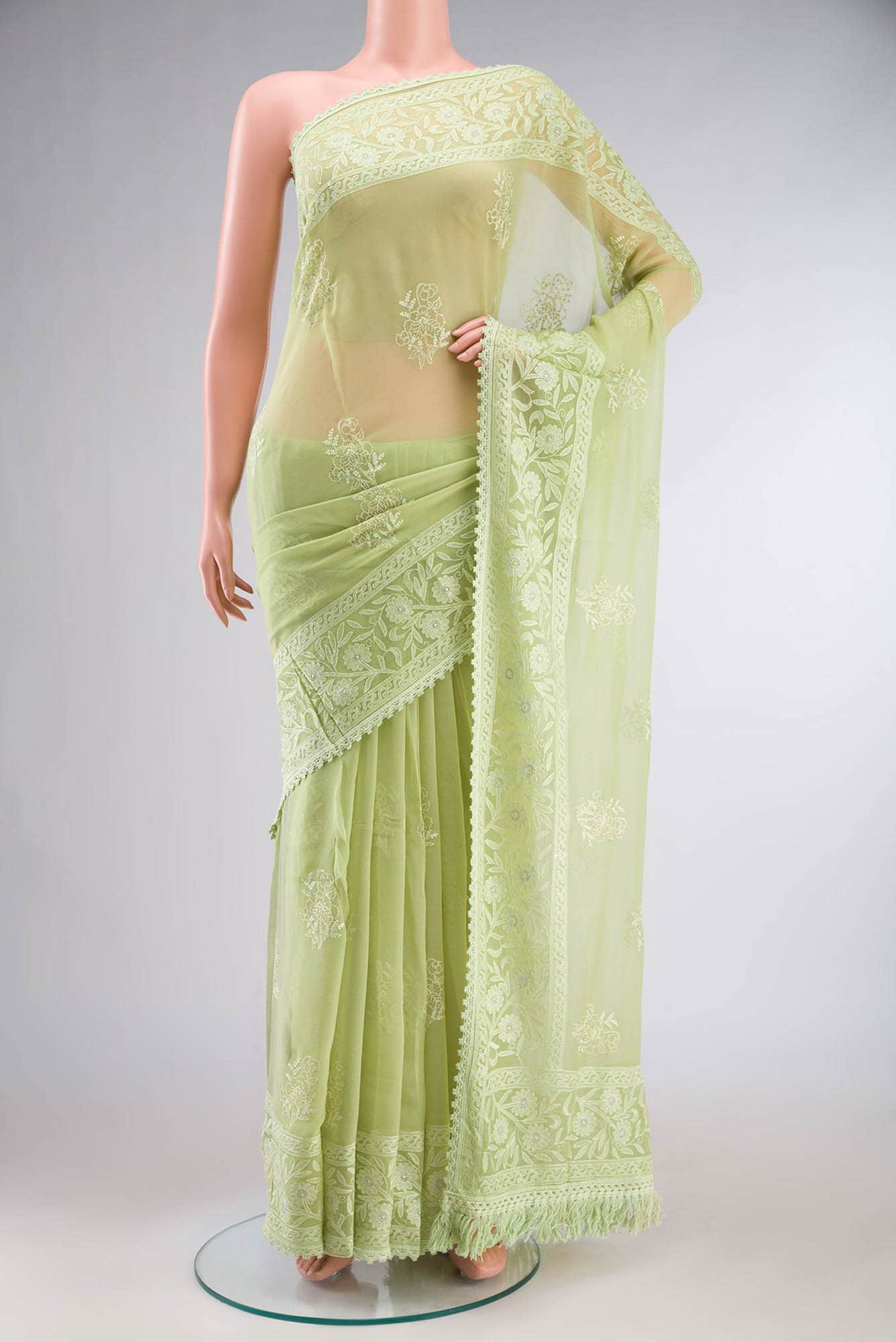 Green Blended Chiffon Saree