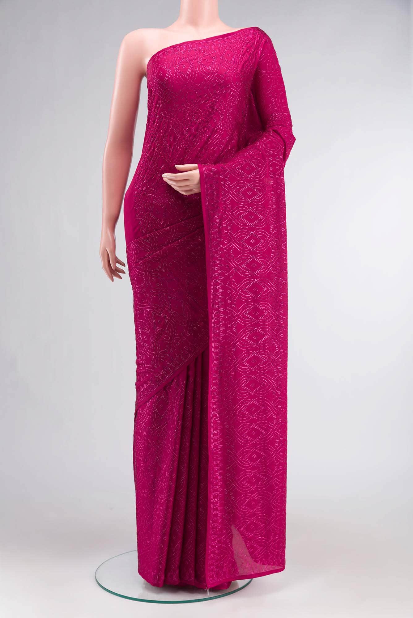 Pink Blended Satin Silk Saree