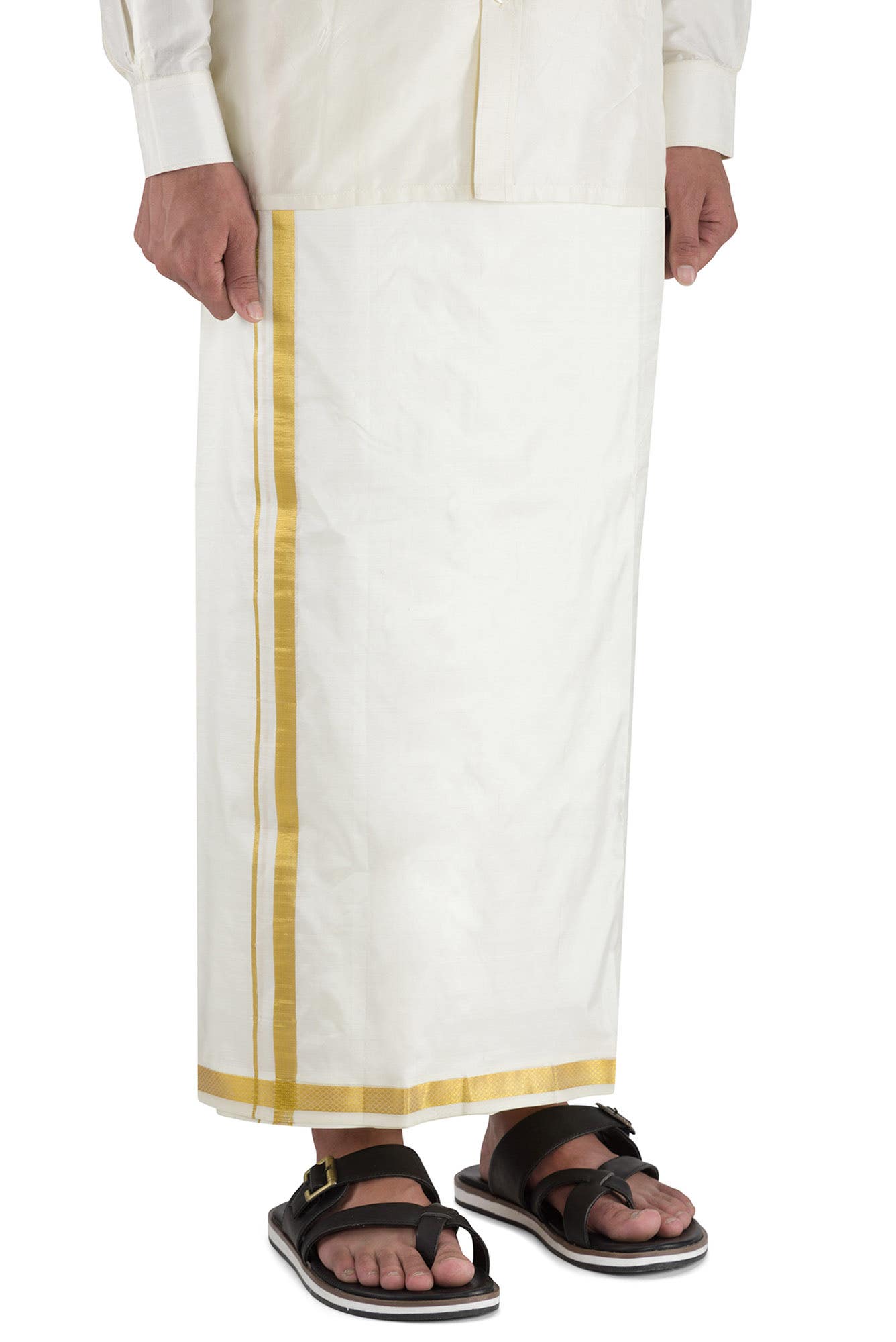 Cream Silk Dhoti 8 Muzham Dhoti