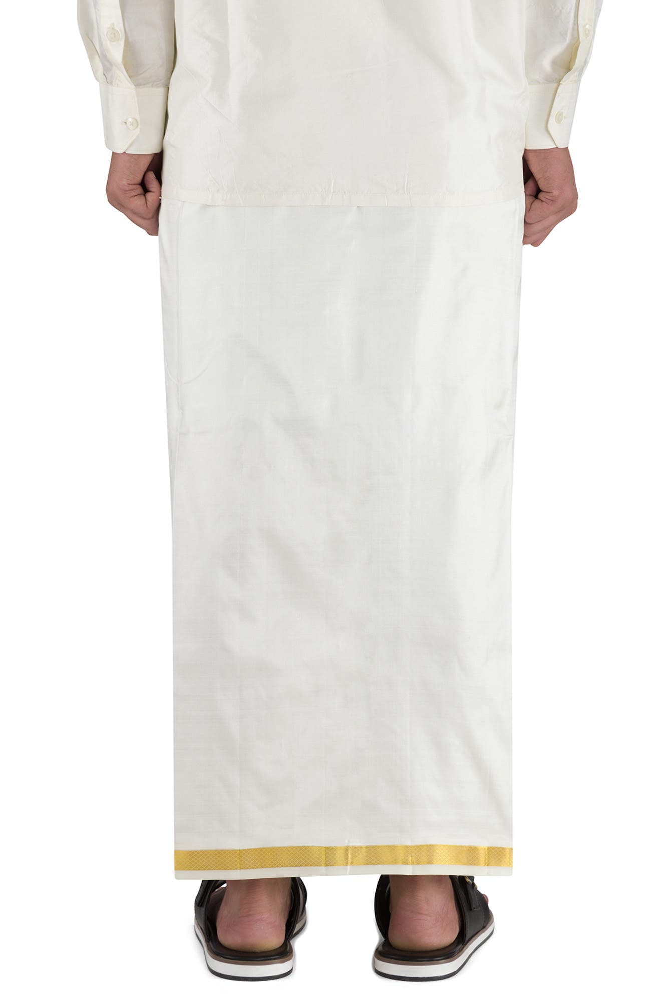 Cream Silk Dhoti 8 Muzham Dhoti