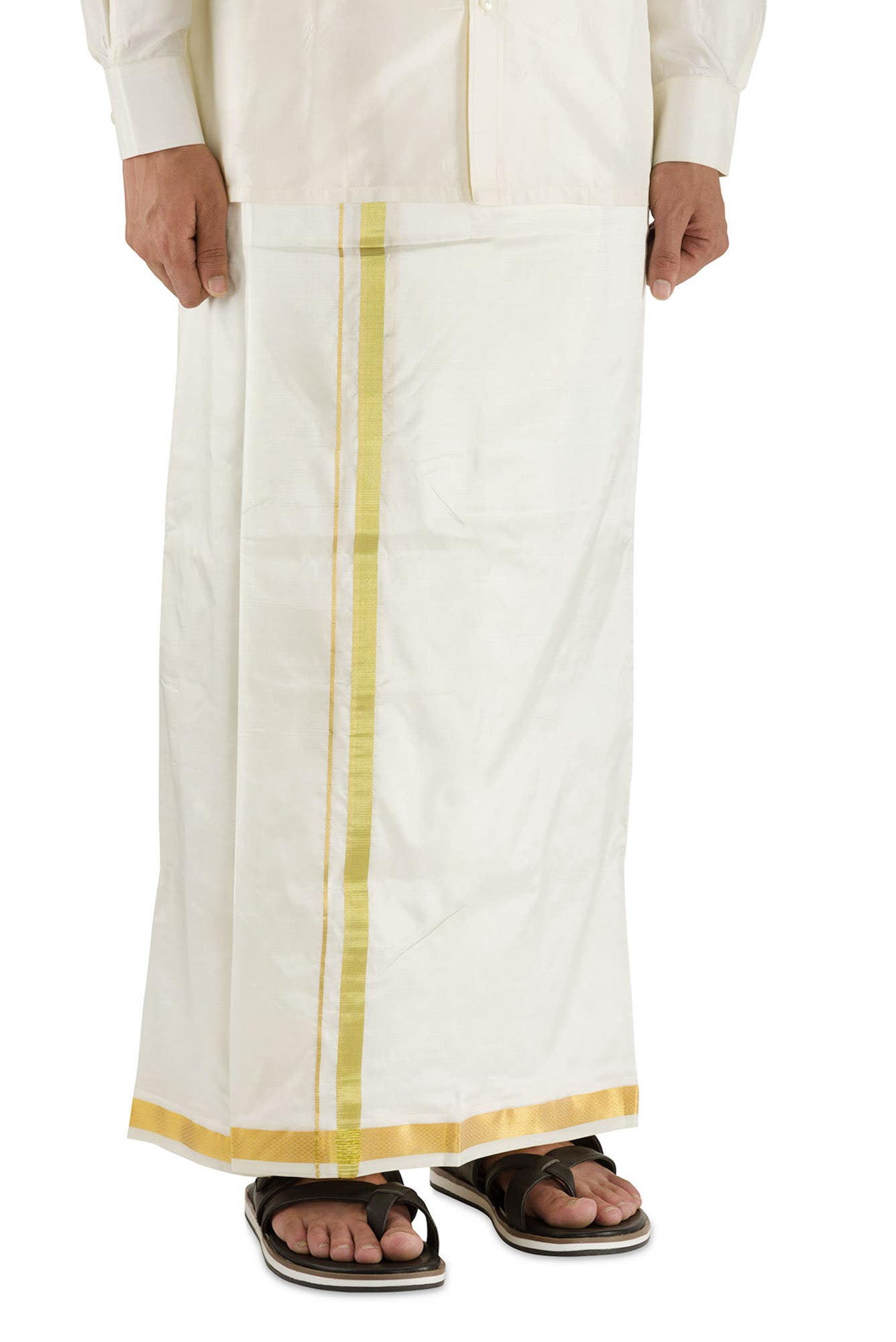 Cream Silk Dhoti 8 Muzham Dhoti