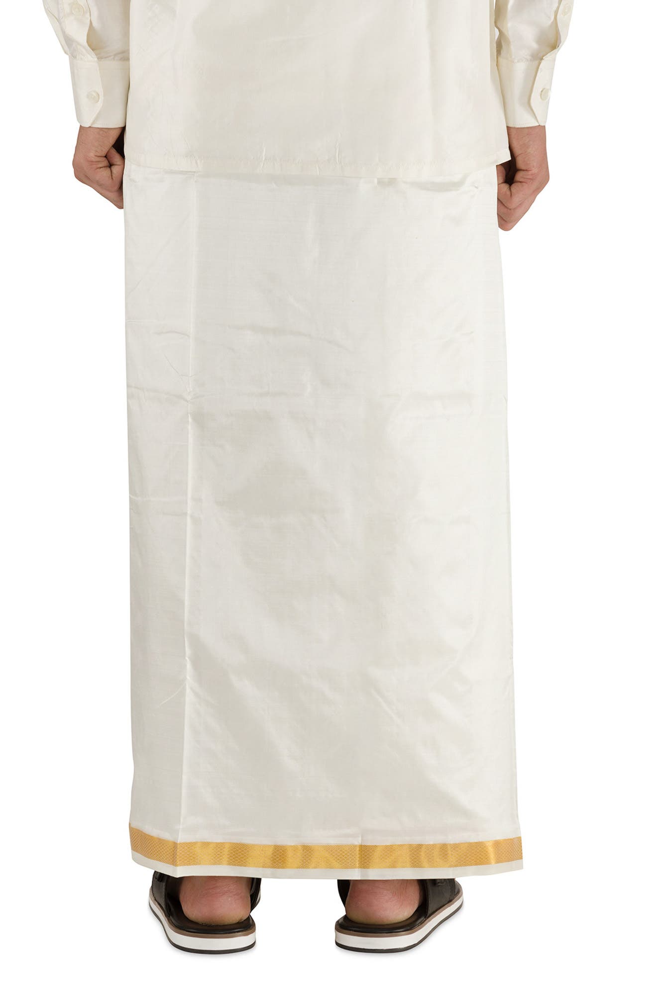 Cream Silk Dhoti 8 Muzham Dhoti