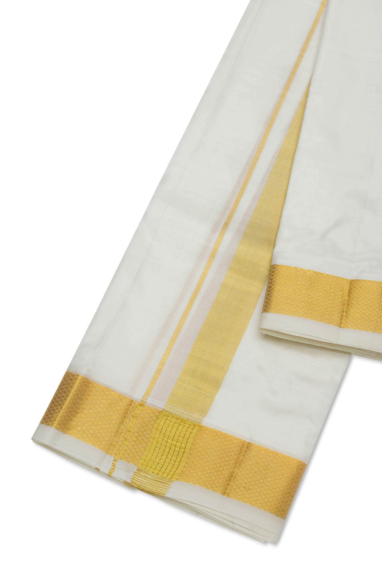 Cream Silk Dhoti 8 Muzham Dhoti