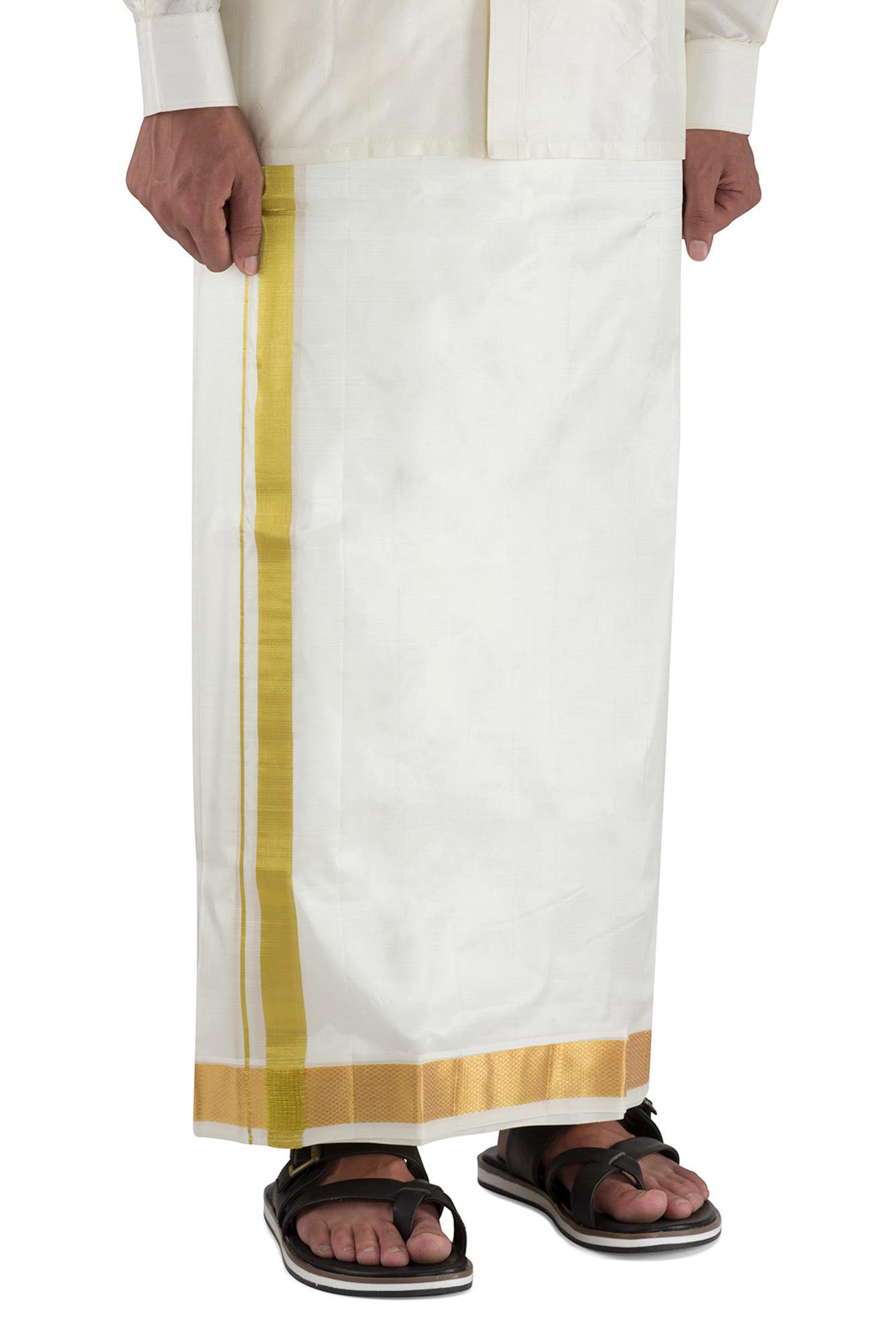Cream Silk Dhoti 8 Muzham Dhoti