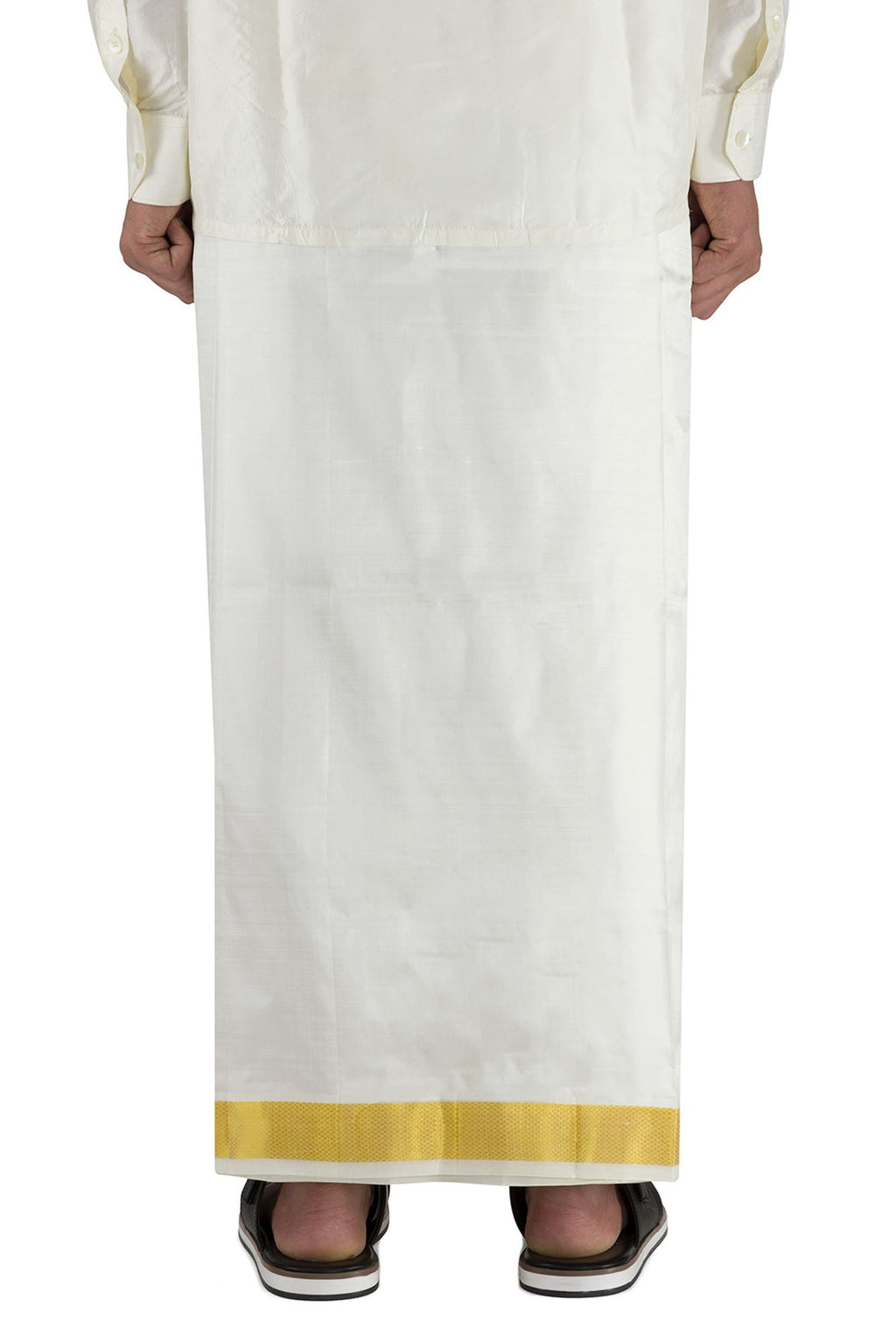 Cream Silk Dhoti 8 Muzham Dhoti
