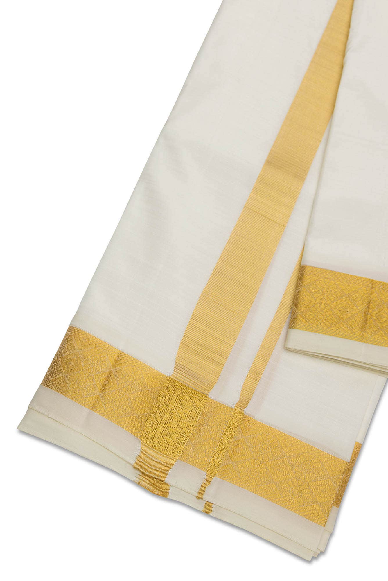 Cream Silk Dhoti 8 Muzham Dhoti