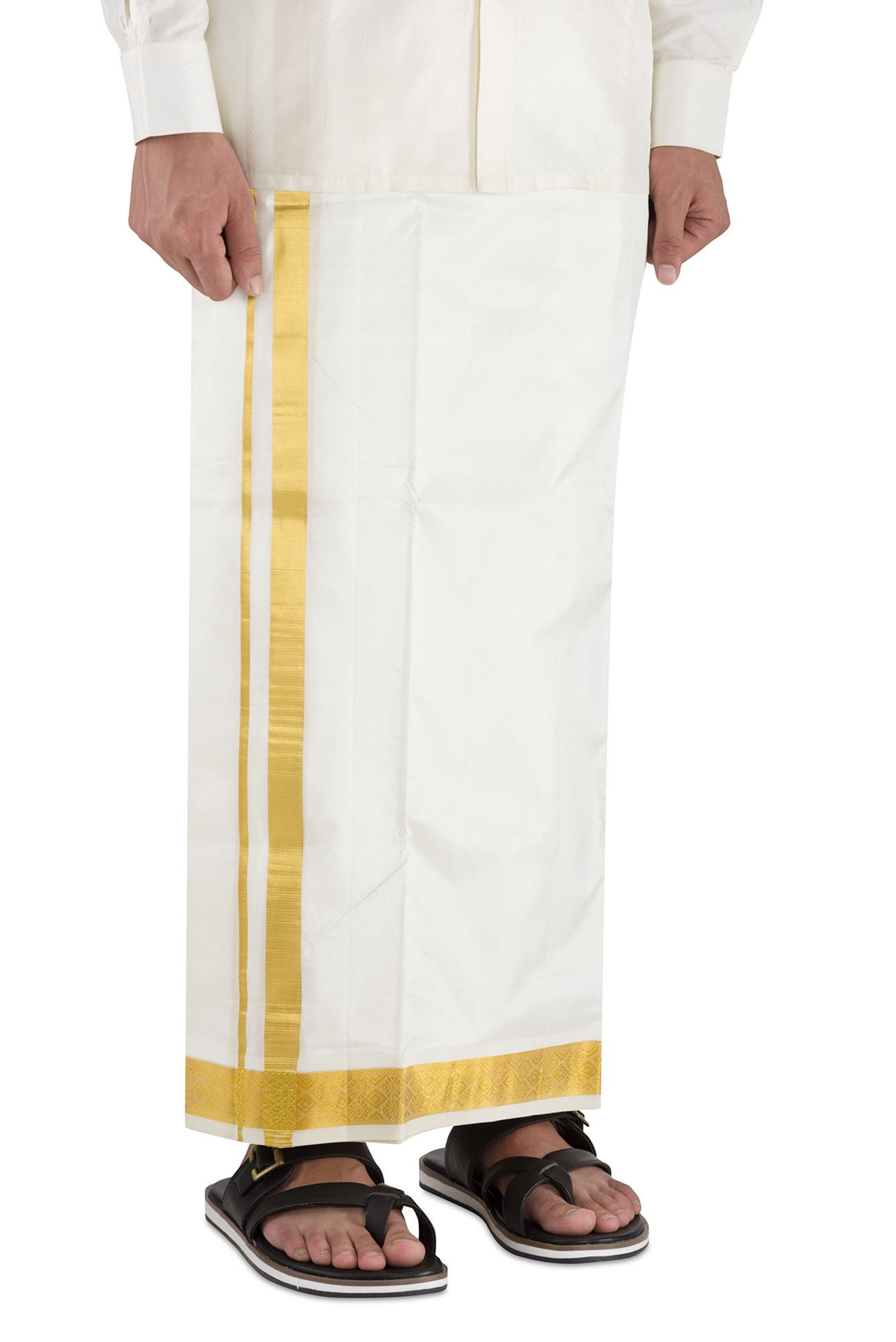 Cream Silk Dhoti 8 Muzham Dhoti