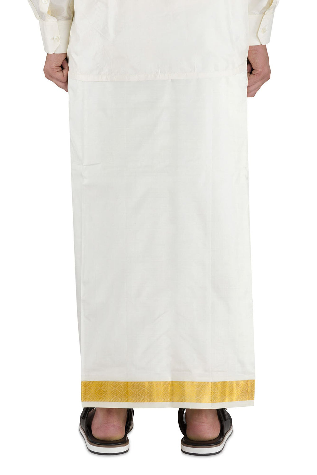 Cream Silk Dhoti 8 Muzham Dhoti