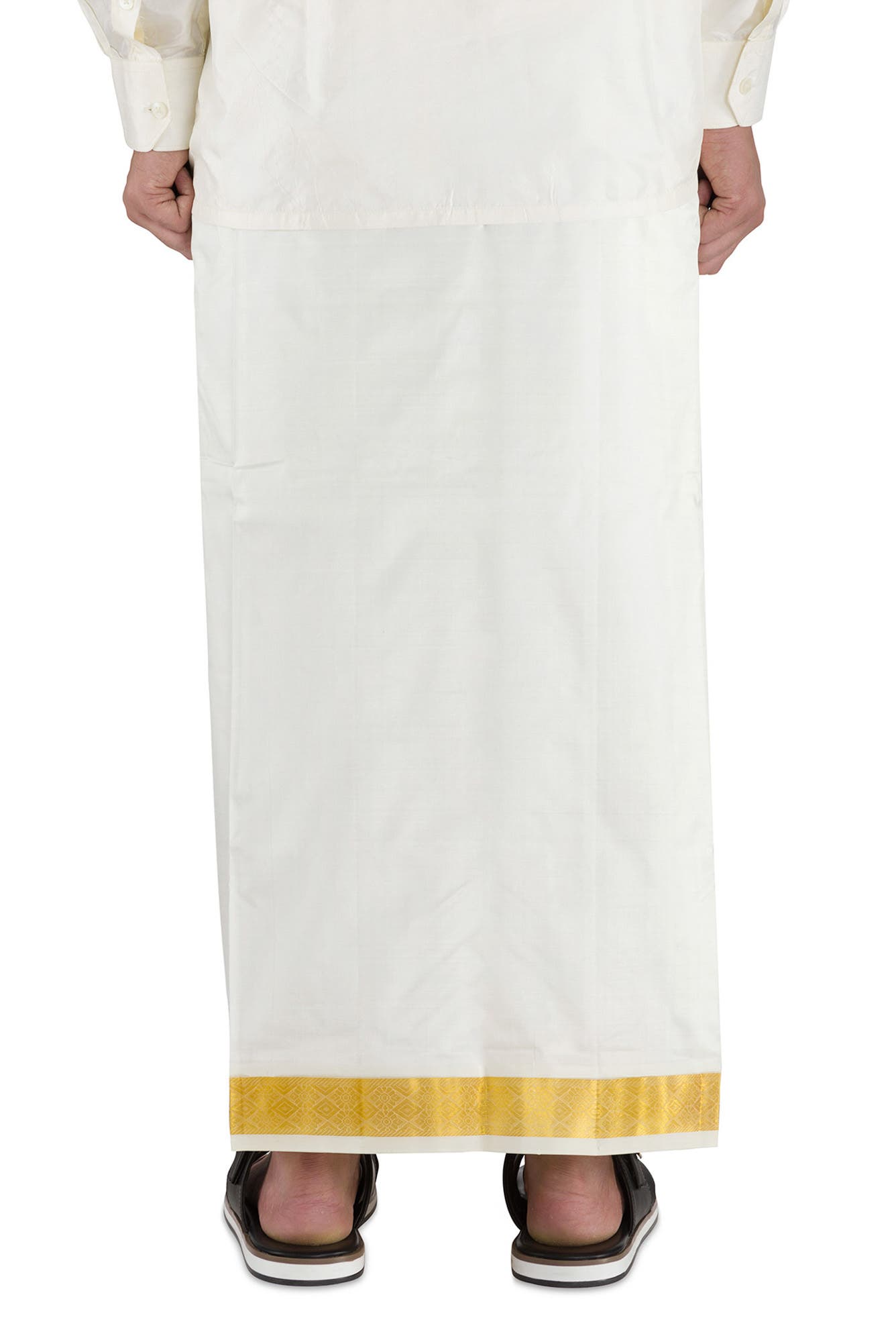 Cream Silk Dhoti 8 Muzham Dhoti