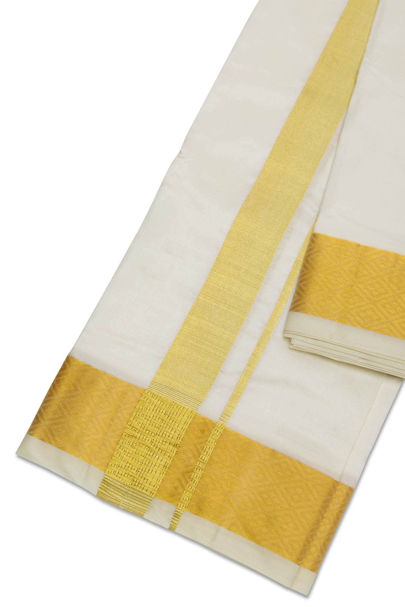 Cream Silk Dhoti 8 Muzham Dhoti