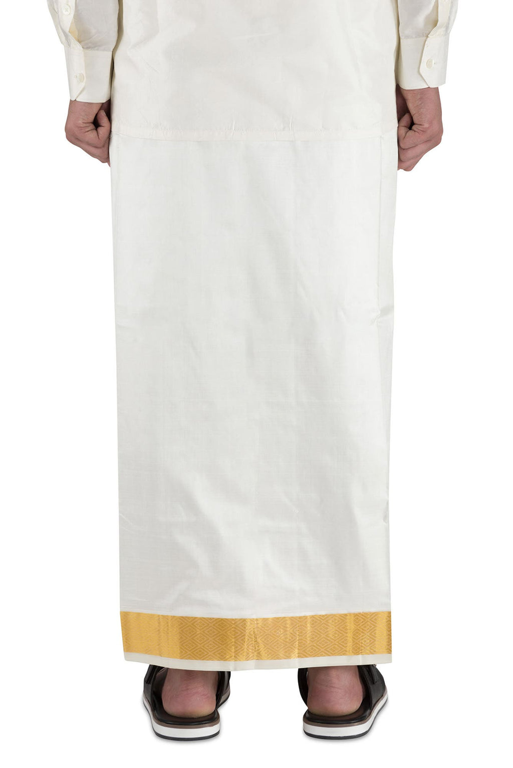 Cream Silk Dhoti 8 Muzham Dhoti