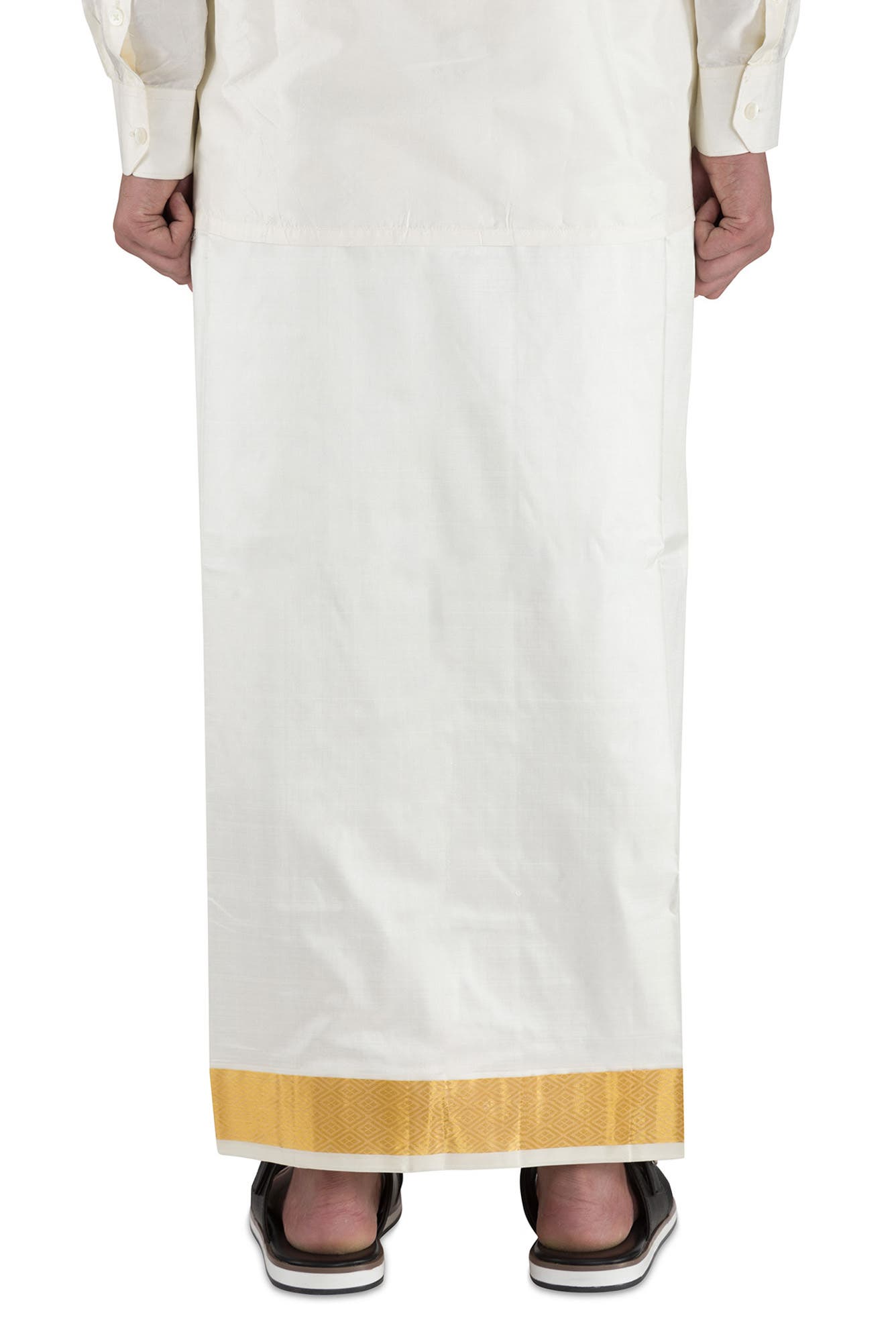 Cream Silk Dhoti 8 Muzham Dhoti