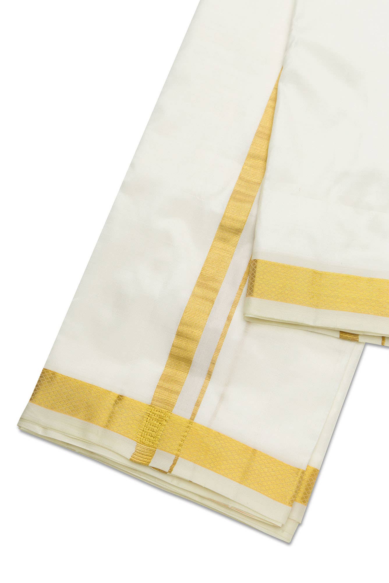 Cream Silk Dhoti 8 Muzham Dhoti