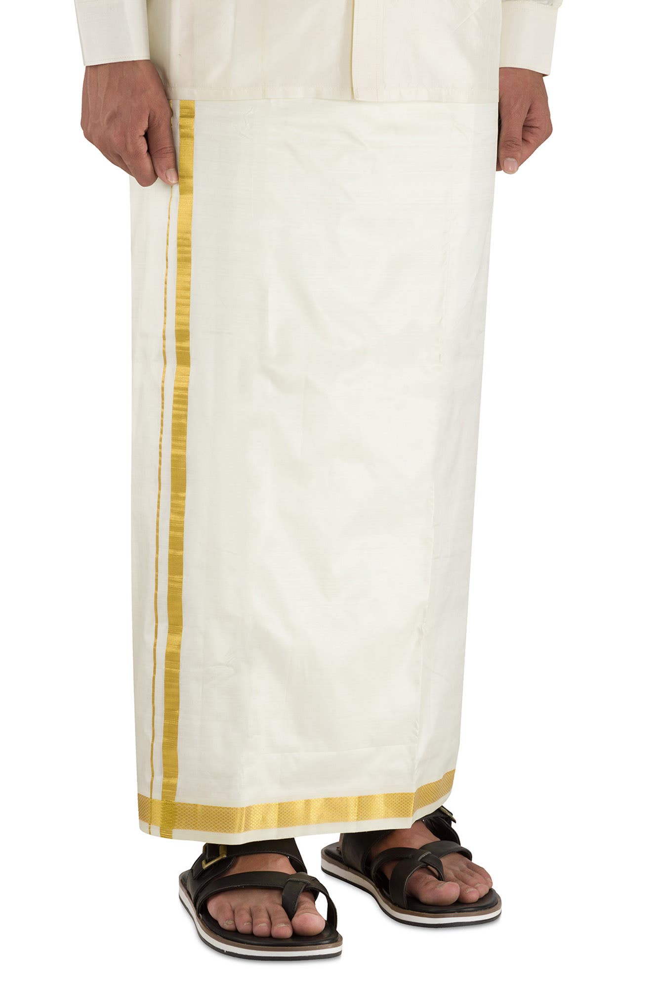 Cream Silk Dhoti 8 Muzham Dhoti