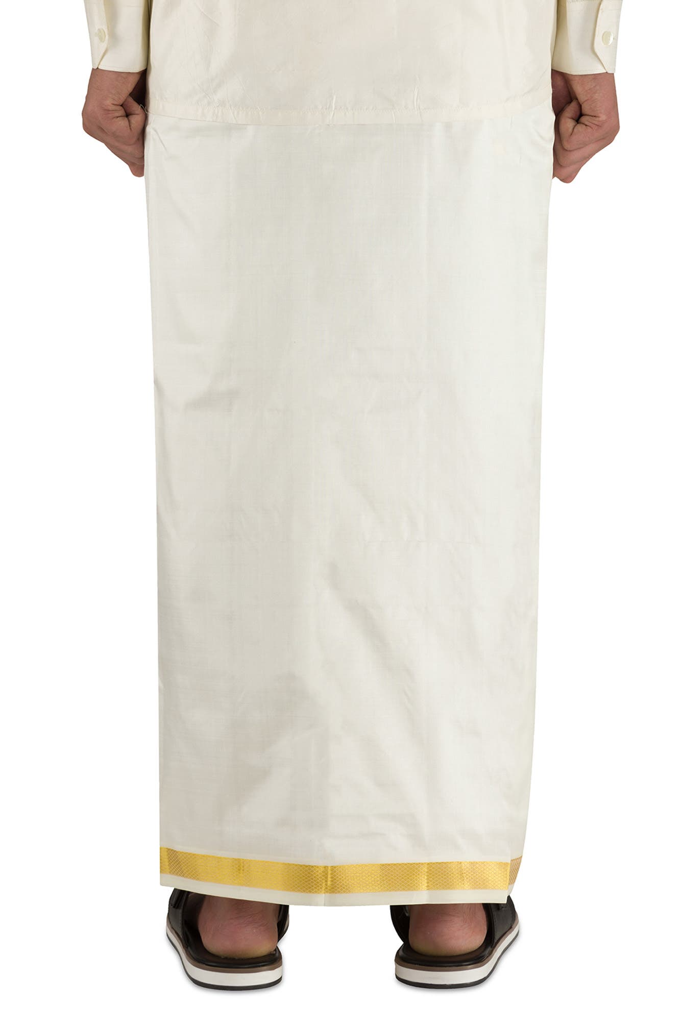 Cream Silk Dhoti 8 Muzham Dhoti
