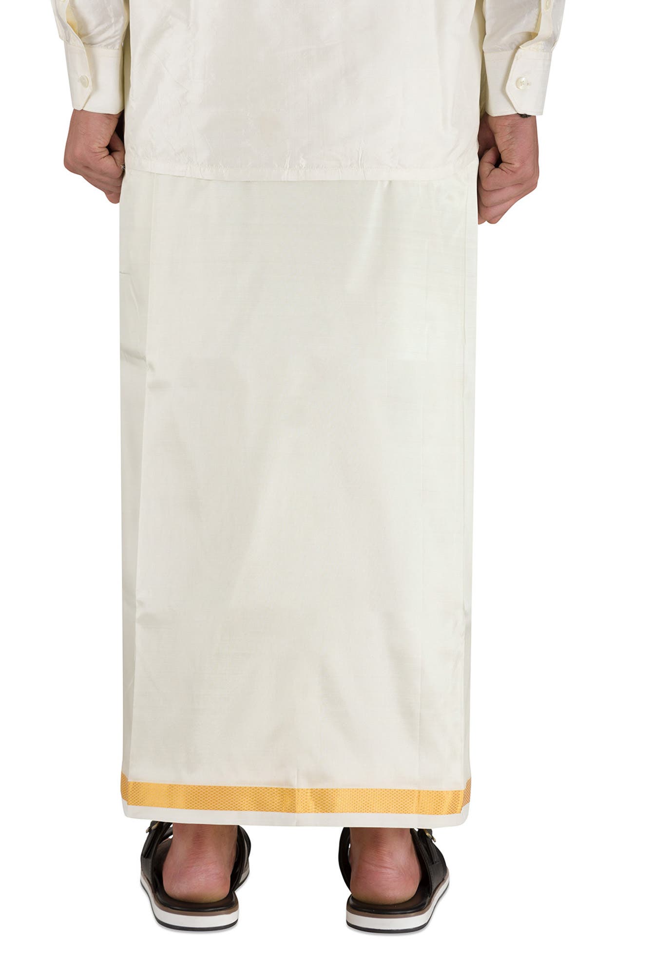 Cream Silk Dhoti 8 Muzham