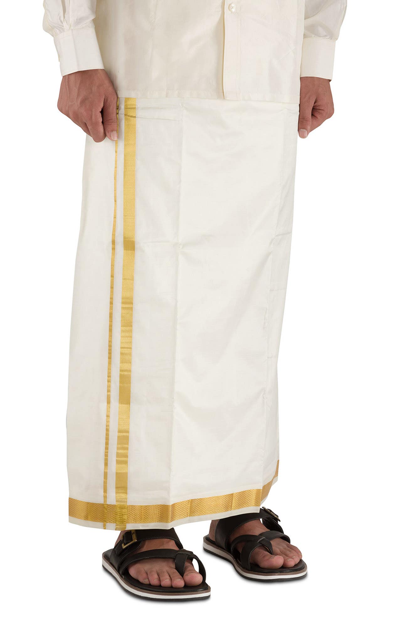 Cream Silk Dhoti 8 Muzham Dhoti