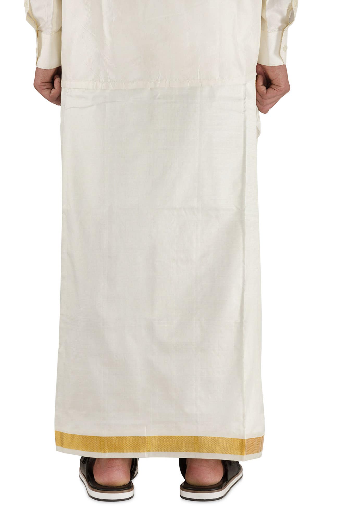 Cream Silk Dhoti 8 Muzham Dhoti