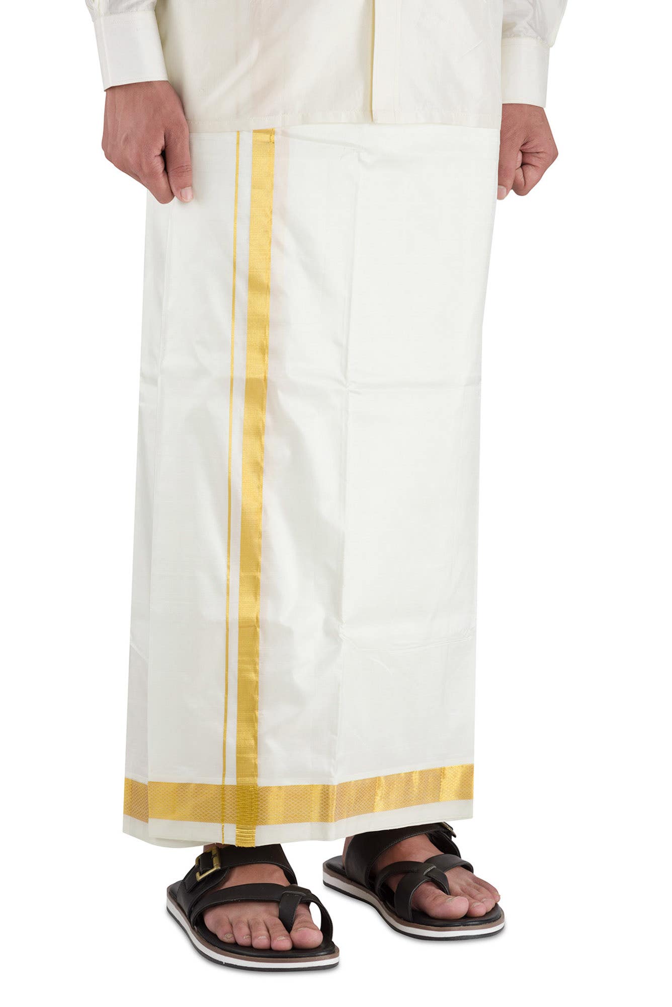 Cream Silk Dhoti 8 Muzham Dhoti