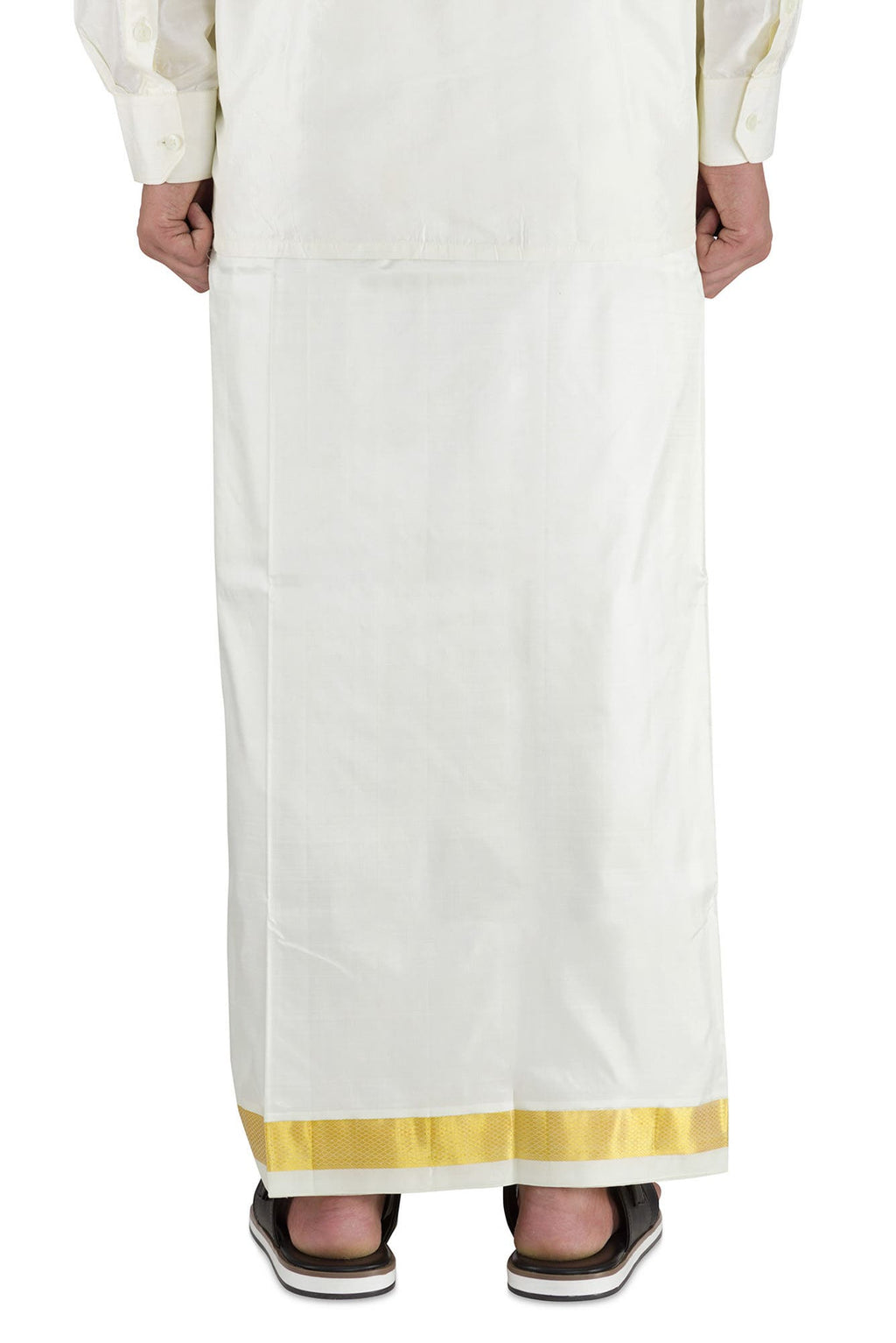Cream Silk Dhoti 8 Muzham Dhoti