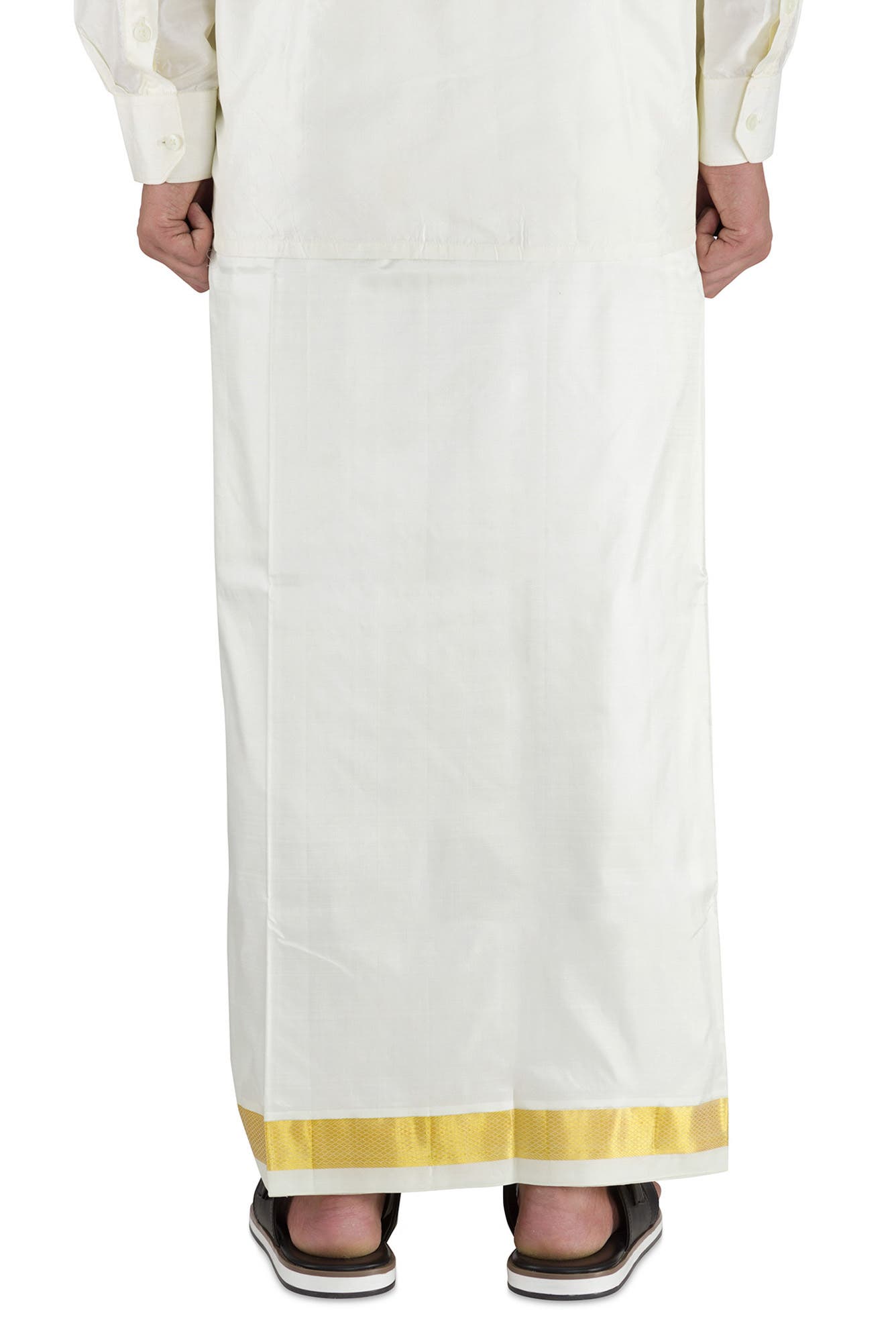 Cream Silk Dhoti 8 Muzham Dhoti