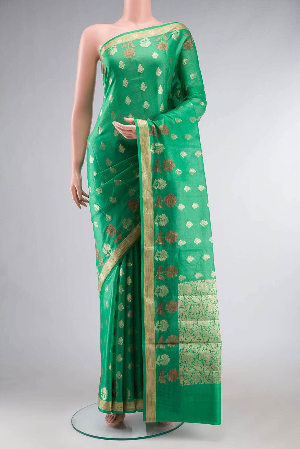 Green Banarasi Tussar Silk Saree
