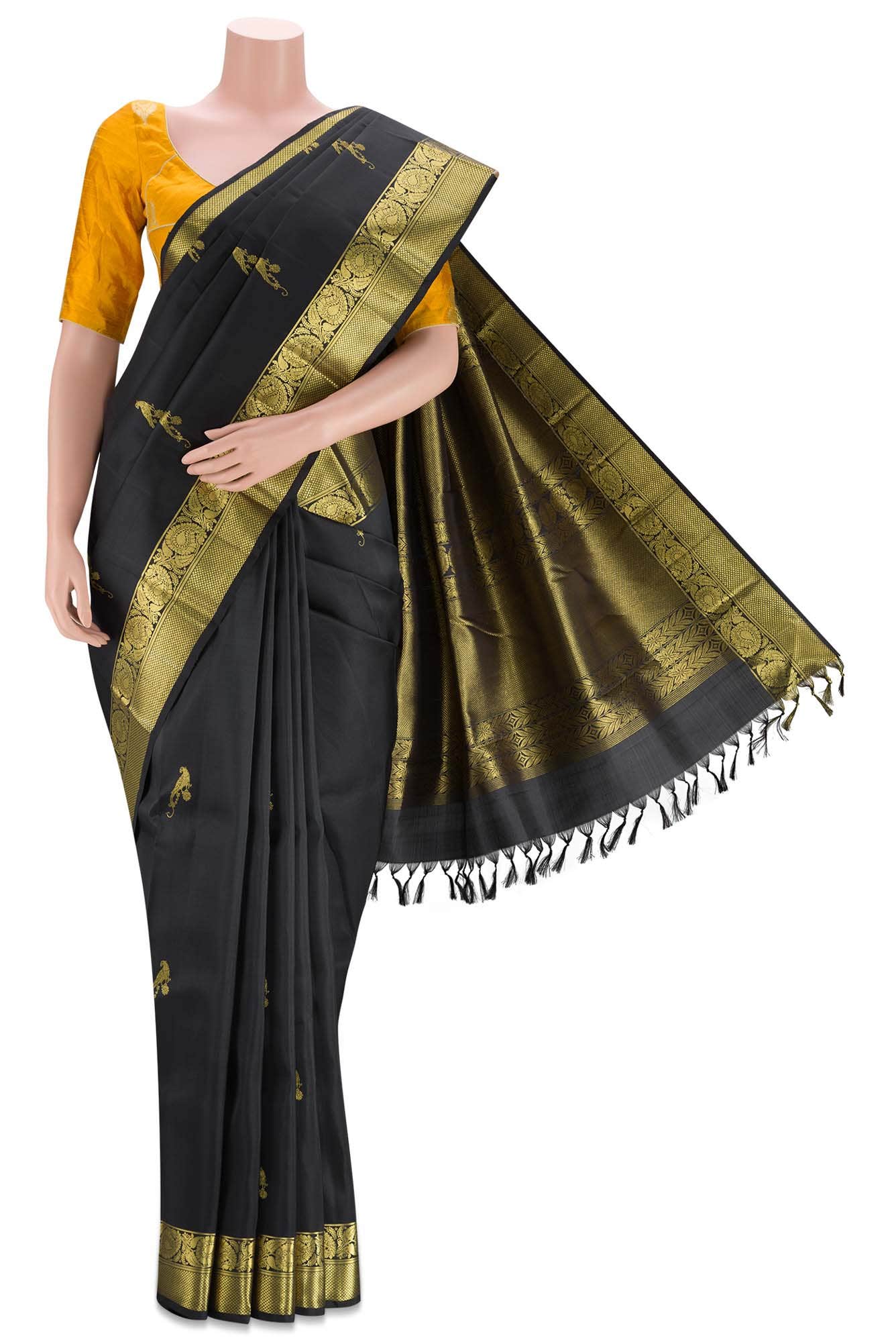 Black Kanchipuram Silk Saree