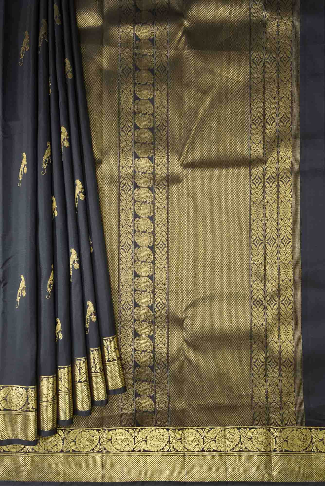 Black Kanchipuram Silk Saree