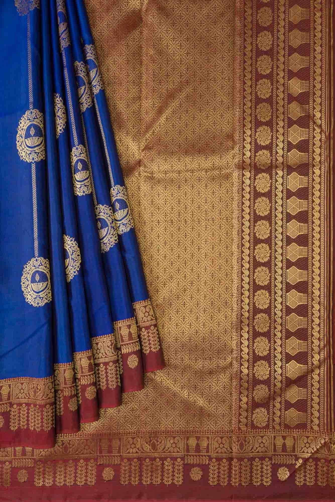 Oli-Blue Kanchipuram Silk Saree
