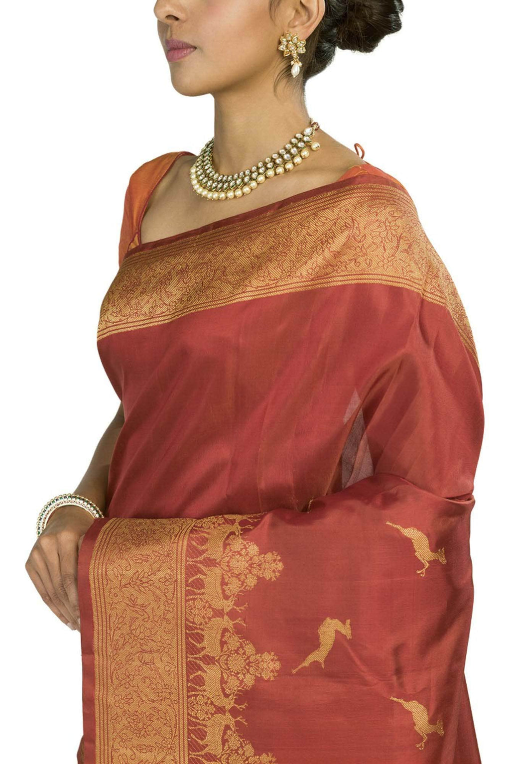 Mrignayani-Rust Kanchipuram Silk Saree