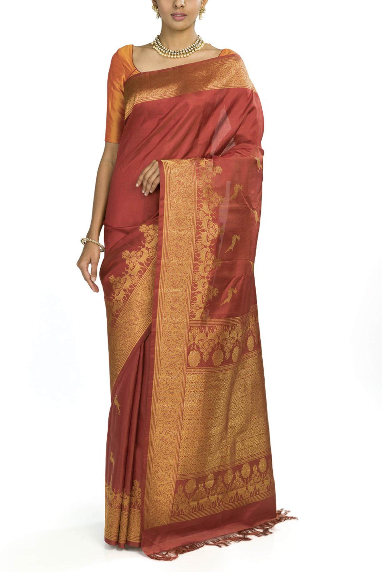 Mrignayani-Rust Kanchipuram Silk Saree