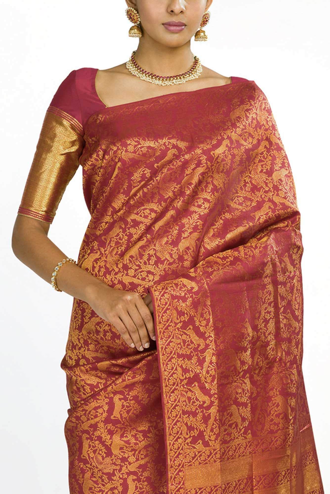 Vanasingaaram-Maroon Kanchipuram Silk Saree